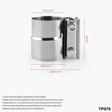 Серебряный 1x2-2,25 EasySeal из нержавеющей стыковой ленты Выпускной зажим для автомобиля