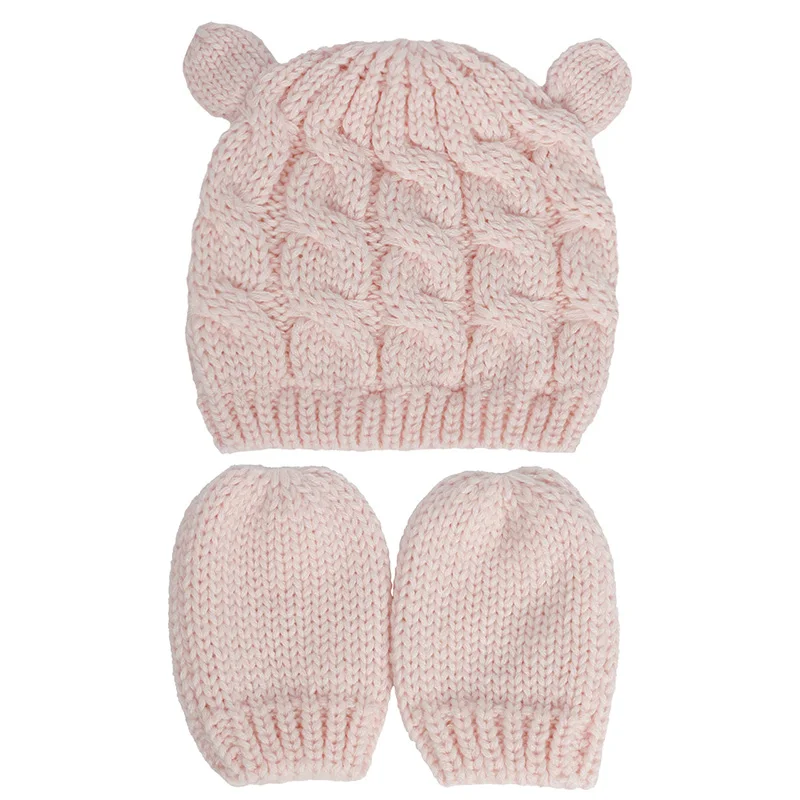 2 PCS Baby Kids Girls Boys Winter Knit Hat Glove Beanie Cap Set 0-18 Month knit hat,baby hat