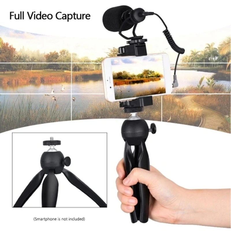  ABKT-Comica Cvm-Vm10-K2 Smartphone Video Rig Kit with Cardioid Directional Video Microphone Phone H