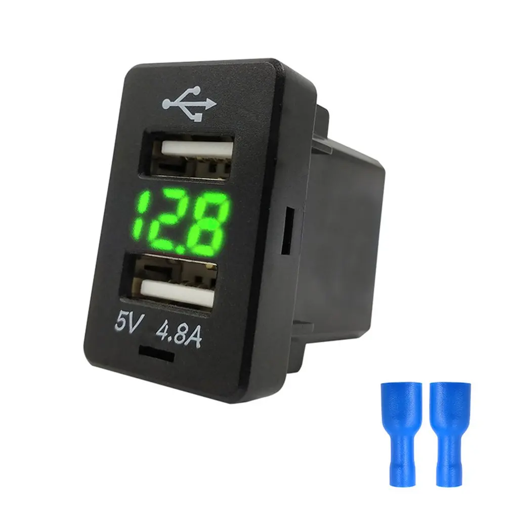 4.8A автомобильное зарядное устройство двойной USB порт светодиодный дисплей Вольт для телефона планшета навигатор Быстрая Зарядка адаптер для автомобиля Toyota