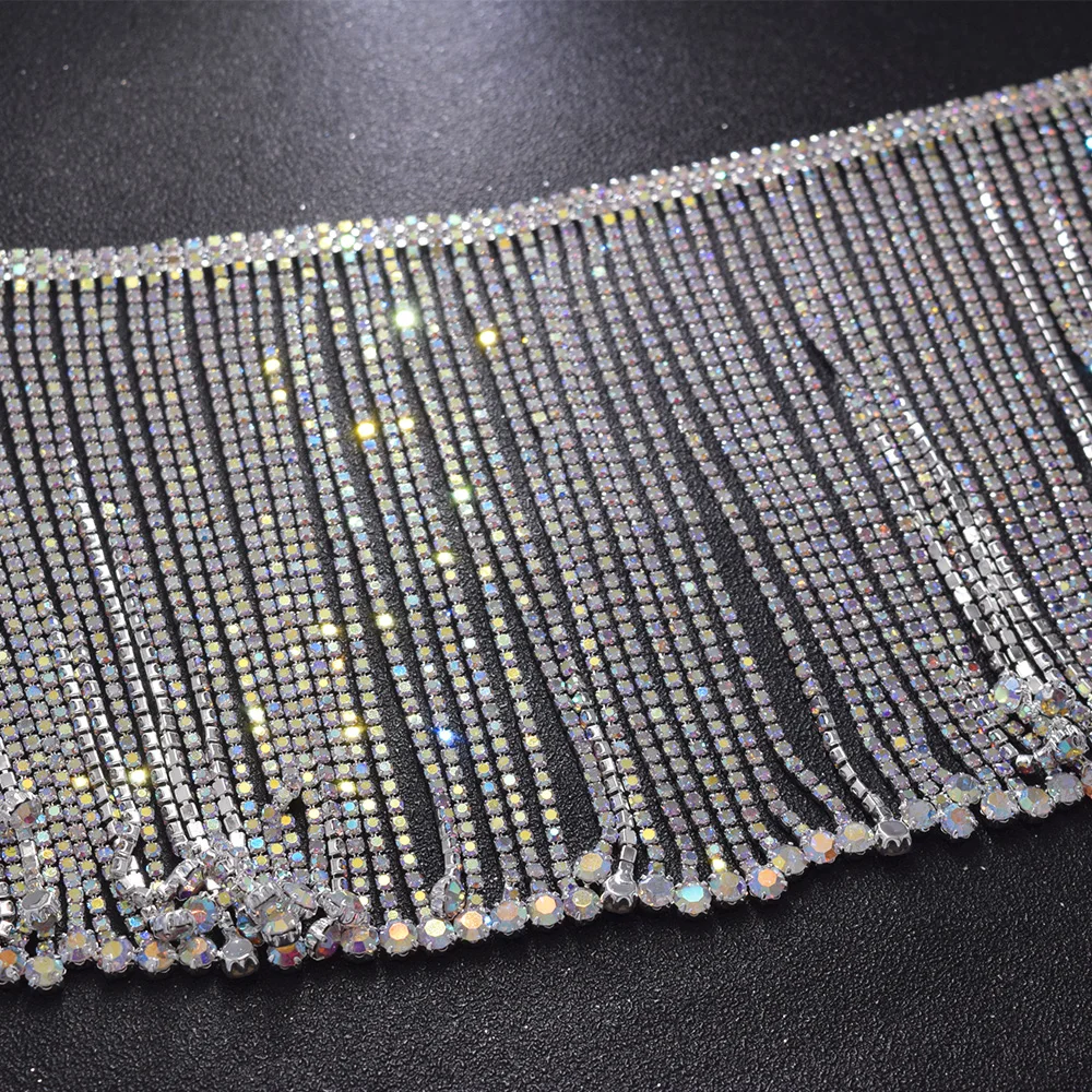 Crystal AB tassel rhinestone fringe trimming  (3)