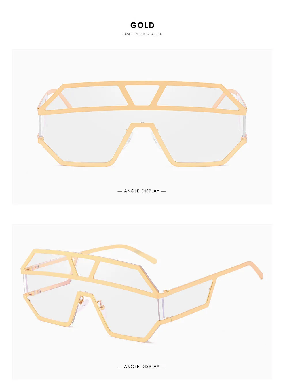 Модные солнцезащитные очки для женщин, новинка, модные женские солнцезащитные очки, большая металлическая оправа, очки для мужчин/женщин - Цвет линз: transparent
