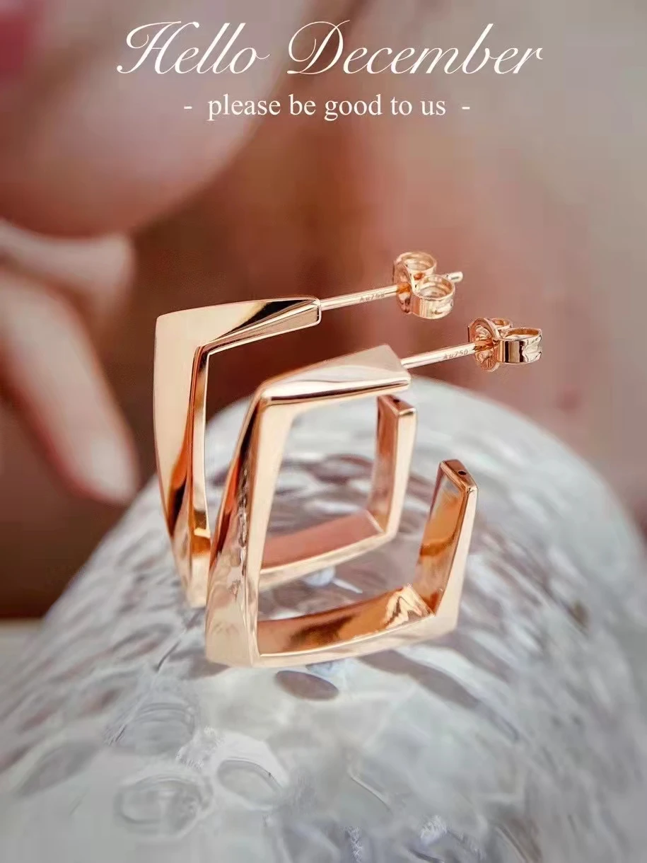 

new fashion real gold 18k(au750) European style irregular earring jewelry for lady&party&gift&wedding&comon wear