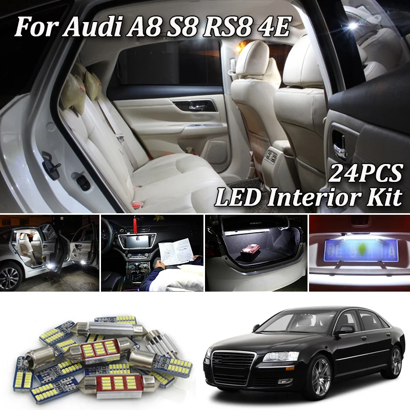 24 шт. canbus без ошибки для Audi A8 S8 D3 4E S8 RS8 светодиодный внутренний Купол Карта светильник комплект посылка 2003-2010