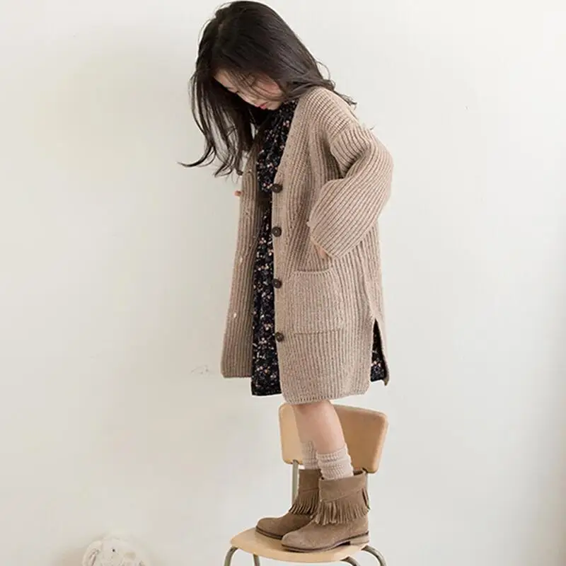 

Girls Korean-style Sweater Cardigan Fall And Winter Clothes 2019 New Style Western Style Sweater Coat Fashion Big Boy Tops