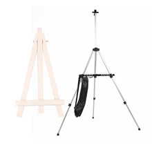 1Pcs Adjustable Aluminum Artist Sketching Painting Display Easel Stand+ Carrying Bag(Silver)& 1Pcs Wooden Cafe Table Number E