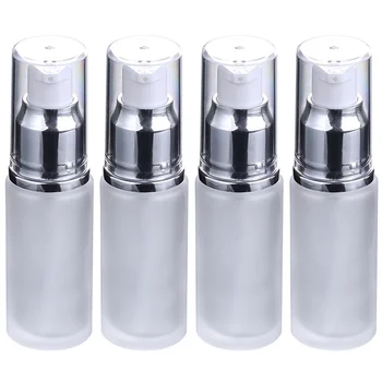 

4PCS 25ML Frosted Glass Emulsion Bottle Portable Empty Pump Bottle Push Type Lotion Bottle Multipurpose Refillable Cosmetics Sub