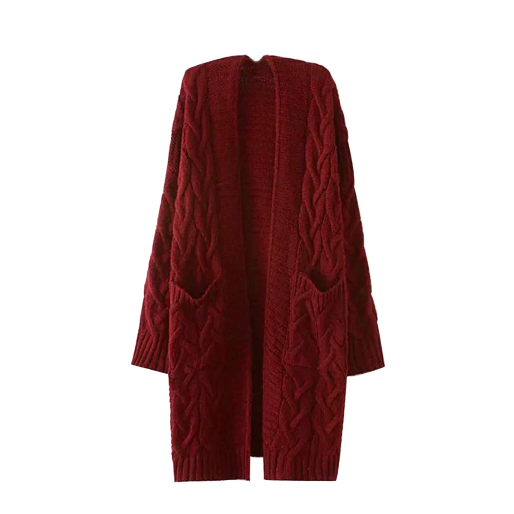 wine red LASPERAL корейский Зимний женский Свободный вязаный свитер с длинным рукавом Кардиган пальто толстый зимний женский кардиган свитер - Цвет: wine red