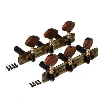 

Yibuy Gold Zinc Alloy Classical Guitar String Tuning Pegs 1L1R Rosewood Handle