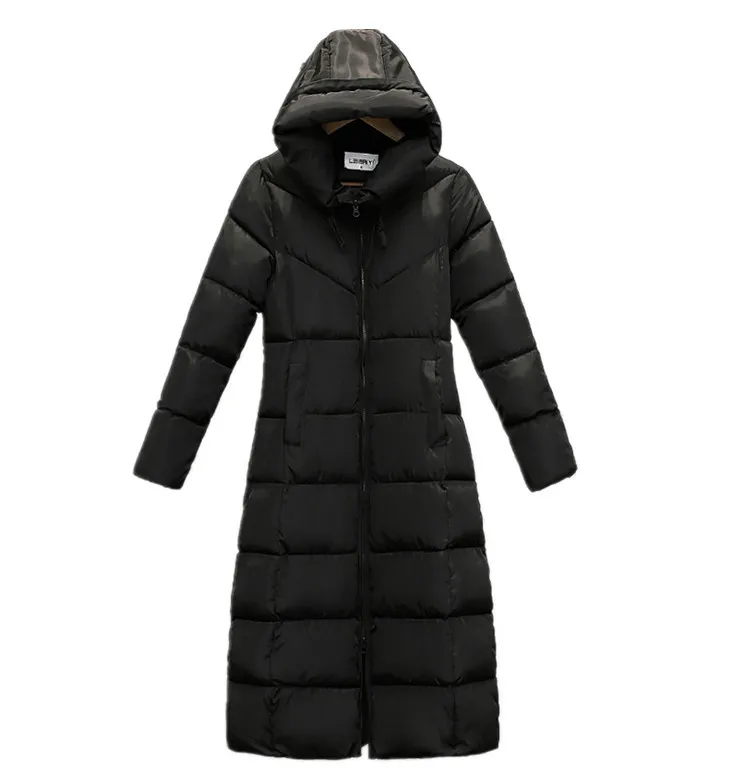 

2018 New Style Winter down Jacket Cotton-padded Clothes Women's Mid-length Hooded Slim Fit Versatile Europe And America Fashion