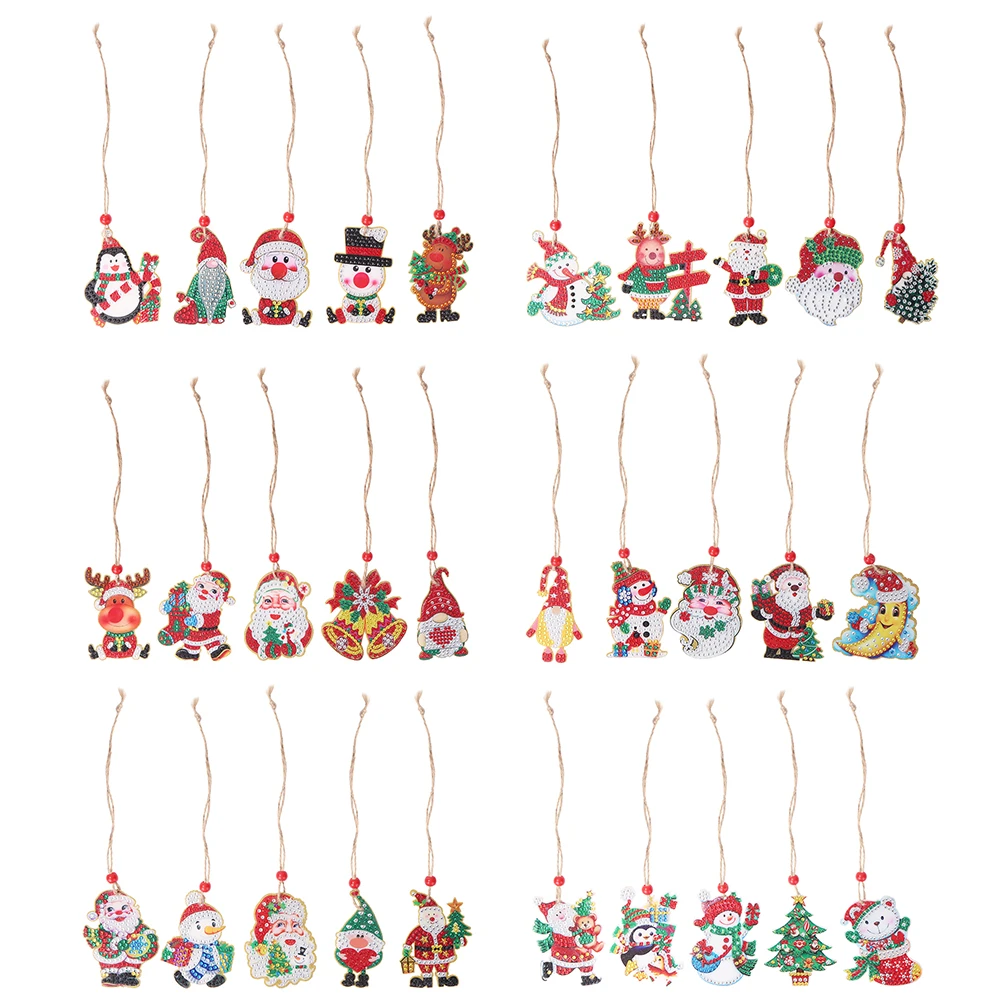 DIY Christmas Gift Santa Claus Snowman Tree Pendant Crystal Diamond Painting Mosaic Drill Dots Xmas Hanging Decoration Gifts | Дом и сад