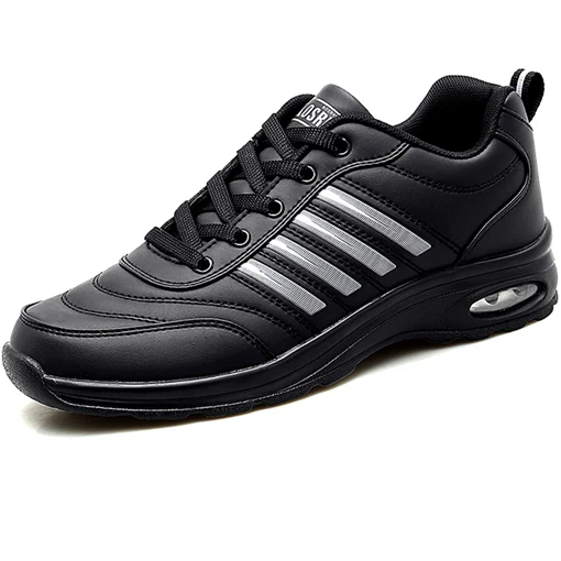 Men Shoes Black Воздухопроницаемые кожаные модные кроссовки; мужская повседневная обувь; Мужская обувь; zapatillas Hombre; Мужская обувь для ходьбы; уличная белая мужская обувь - Цвет: Men Shoes Black