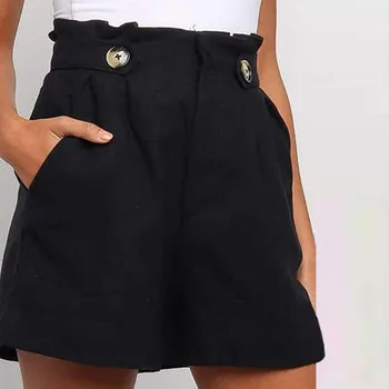 

KANCOOLD pants Women High Waist Multiple Buttons Pockets Pleated Vintage Cotton And Linen Short Pants Fashion pants women 2019DE