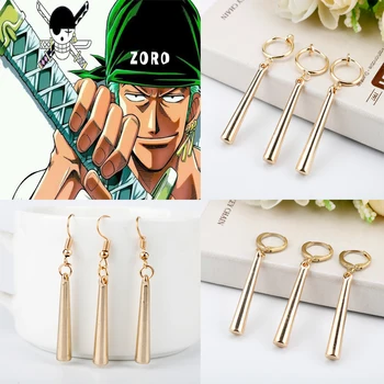 

Anime One Piece Pirate Hunter Roronoa ZORO Golden Clip Earrings Dangle Accessories Jewelry for Men Cosplay Gift