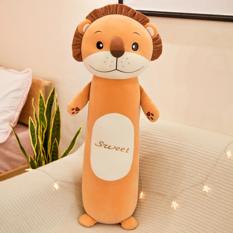 

Creative New Style Cylindrical Animal Throw Pillow Cute down Cotton Lion Plush Toys Girl'S Children Gift Doll