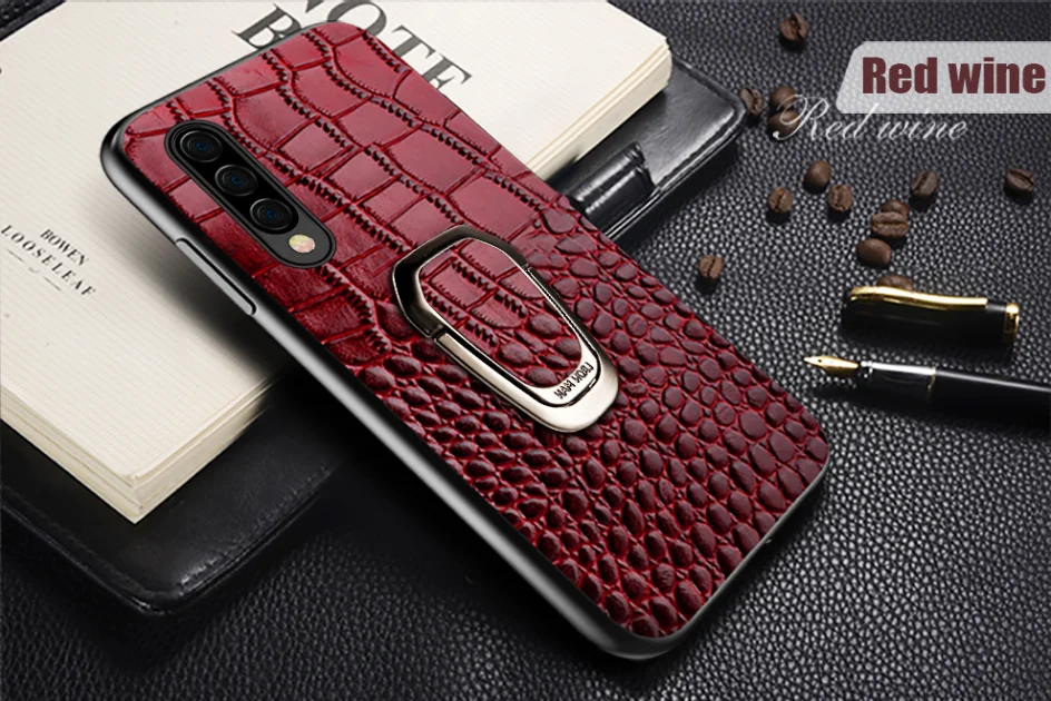 Бордовый De Luxo Textura de Crocodilo Case Telefone móvel Para For samsung galaxy A50 A70 A40 A20 Note 8 9 10 S8 S9 S10 plus phone caser - Цвет: Бордовый