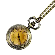 Vintage grabado árabe número reloj de cuarzo con cadena cumpleaños regalo colgante de collar de cadena de reloj para hombres y mujeres