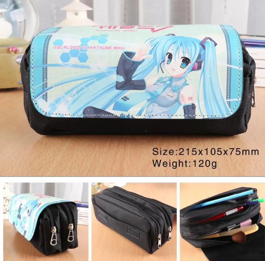 

Hatsune Miku Colorful Anime Pencil Case Fashion Women Cosmetic Cases Multifunction Long Purse for Gift