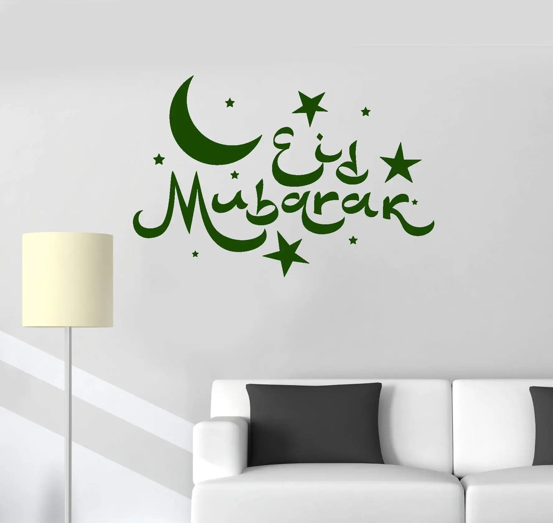 

Vinyl Wall Decal Eid Mubarak Lettering Muslim Arab Art Islam Crescent Star Sticker Mural Home Decor Muslim Wall Sticker MSL09
