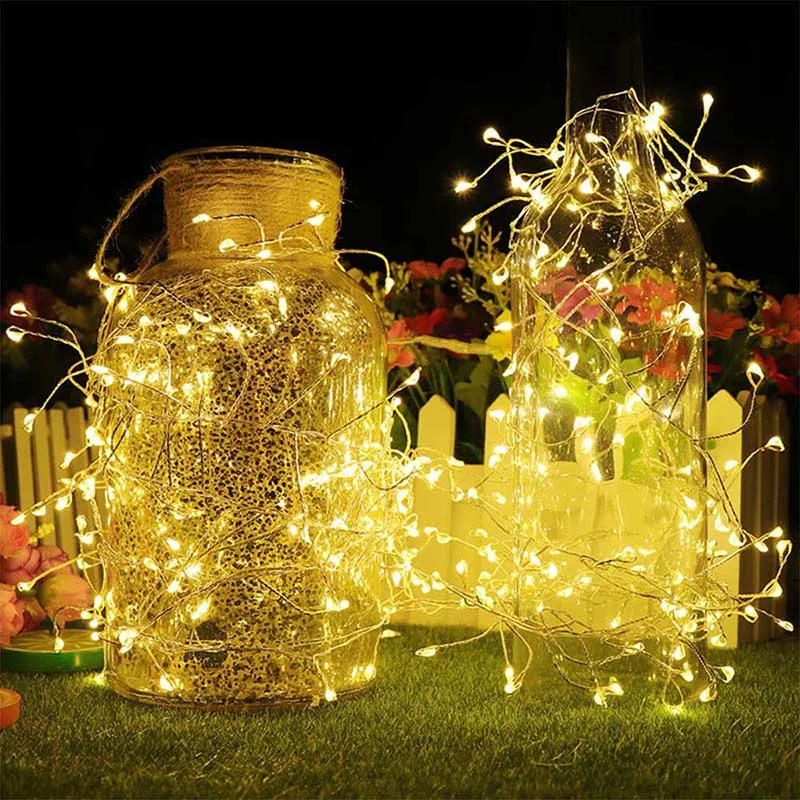 LED Firecracker String Light 2M 200 Bulbs Remote Control 8 Model Fairy Lights Christmas New Year Wedding Party Decoration Lamp (42)