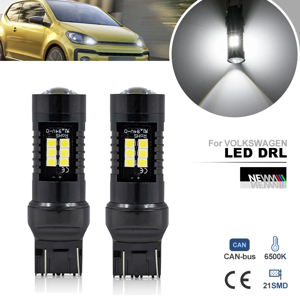 

Для VW Up! E-UP! Caddy MK4 Crafter 2E Touareg 7P Beetle 7443 T20 W21/5W Canbus Светодиодные дневные ходовые огни DRL лампы