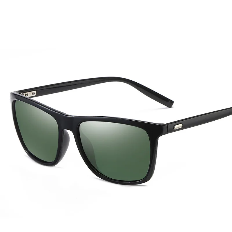 GIFANSEE мужские поляризованные солнцезащитные очки квадратный роскошный бренд Ретро дизайн спортивные негабаритные солнцезащитные очки зеркало uv400 - Цвет линз: black green