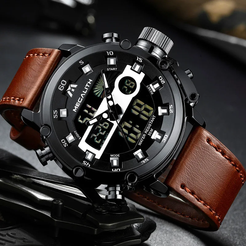 $26.99 Relogio Masculino Megalith Men Dual Dispay Watch Men Multifunction Waterproof Luminous Sport