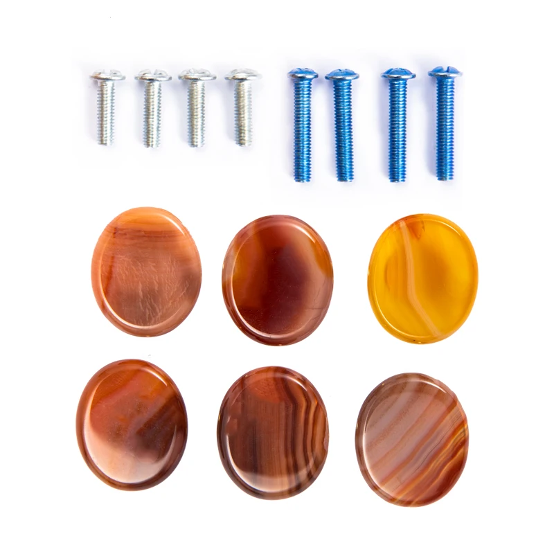 

6pcs Original Stone Knobs Natural knobs Crystal Glass Pull Handles for Drawer Cabinet Door Cupboard Dresser Home DIY with Screws