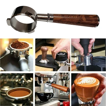 

54MM Coffee Handle Bottomless Steel Portafilter For Breville 870/878/880 Filter Holder Portafilter Branch Wooden Handle P