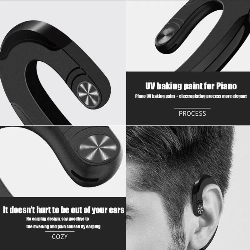 1pc Portable Sports Earphone Wireless Bluetooth Ear Headphones With Headset Hook Cordless Mic U3W2