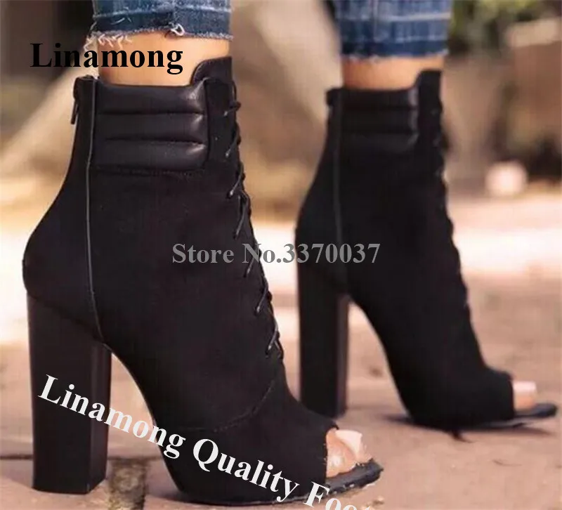 chunky heel boots with laces