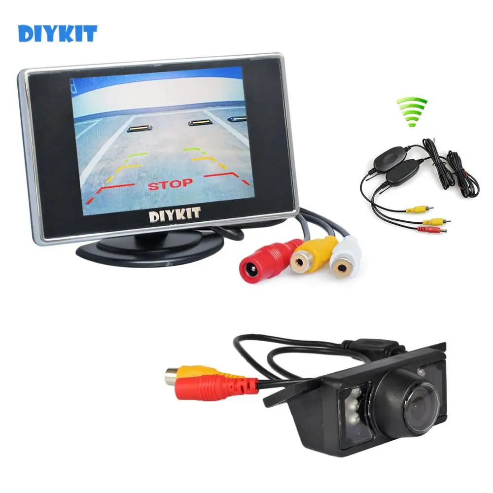 DIYKIT Wireless 3.5" TFT LCD Car Monitor IR Night Vision Rear View Camera Kit Reversing Parking Assistance System | Автомобили и