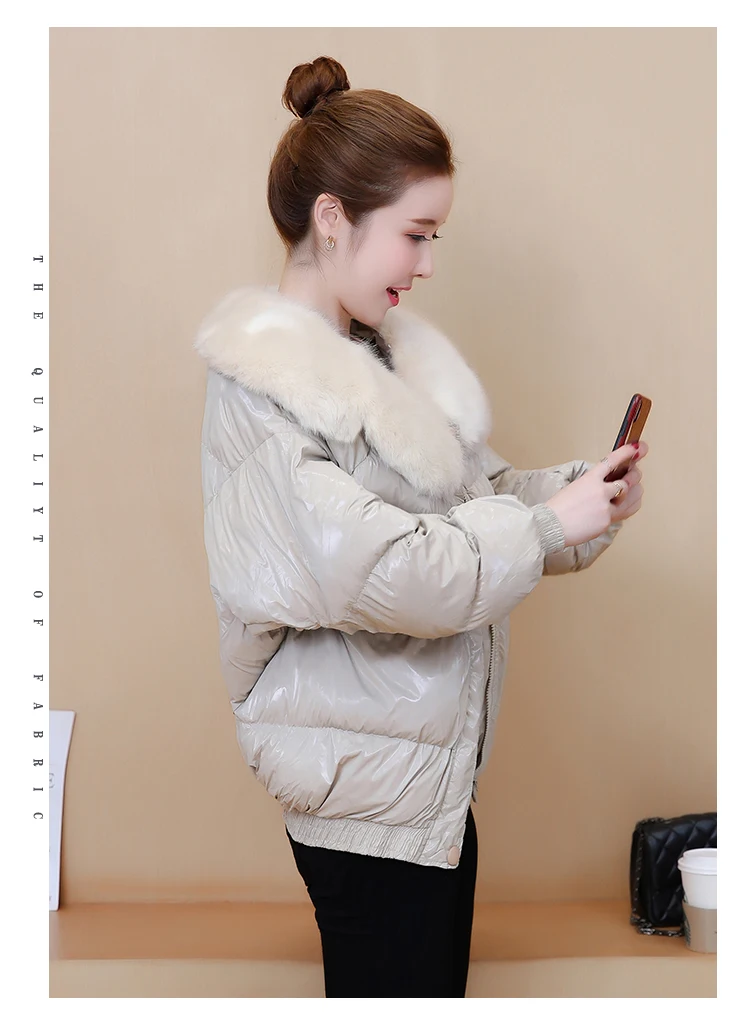 6636# одежда с хлопковой подкладкой для фотосессии Женская короткая одежда с большим меховым воротником в Корейском стиле INS модная универсальная одежда для студентов в студенческом стиле