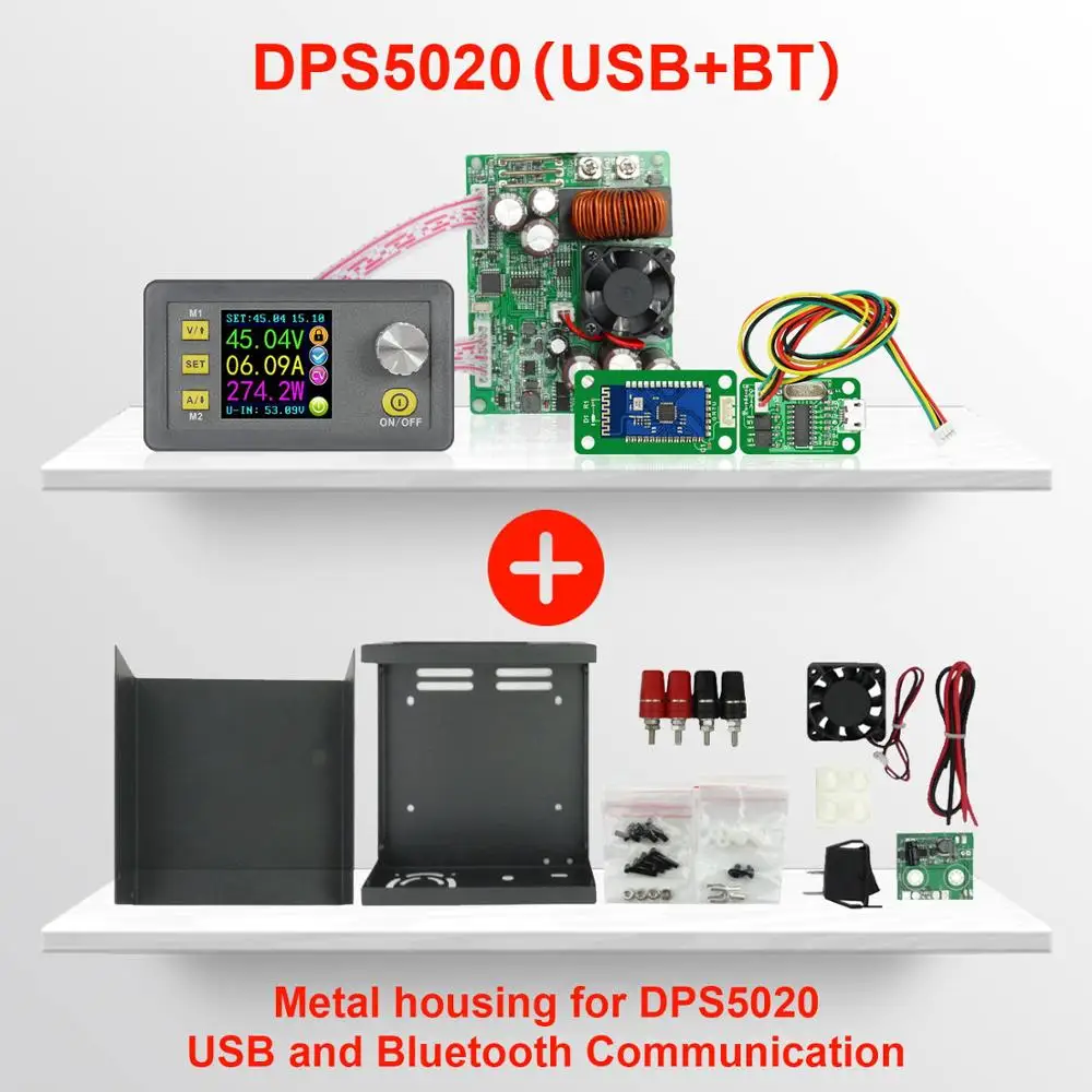 RD DPS5020 Постоянное Напряжение Ток dc-dc понижающий Коммуникационный источник питания понижающий преобразователь напряжения ЖК-вольтметр 50 в 20A - Цвет: 5020 USB BT CASE C2