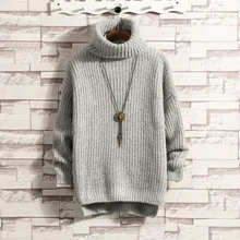 *#Best Price Winter Thick High Collar Sweater Men's Warm Fashion Solid Color Knitted Pullover Men Loose Sweaters Mens Sweter Clothes M-2XL *#Best Price Winter Thick High Collar Sweater Men's Warm Fashion Solid Color Knitted Pullover Men Loose Sweaters Mens Sweter Clothes M-2XL
