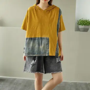 

Skinny Thin Knitted Tees Comfortable Women's Turtleneck Printed Short Sleeves Top Vintage Retro Loose And Tops For Women