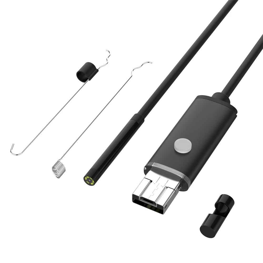 USB эндоскоп 2 в 1 USB и Micro USB змея трубка и USB бороскоп Endoscopio 7 мм инспекция микро камера для ПК смартфон - Цвет: Black