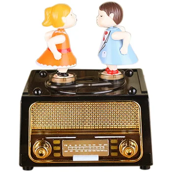 

Couple Kiss Music Box Birthday Gift Party Supply Music Box Diy Radio Shape Antique Carved Musical Box