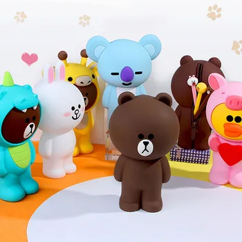 

Cute Brown Bear Pencil Cases Estuches Escolares Silicone Large Capacity Stand Up School Pencil Pouch Unicorn Stationery Box Gift