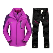 Лыжный костюм для женщин, водонепроницаемые ветрозащитные куртки для катания на лыжах и сноуборде, комплект для улицы, женский зимний костюм, лыжная куртка+ штаны, бренд