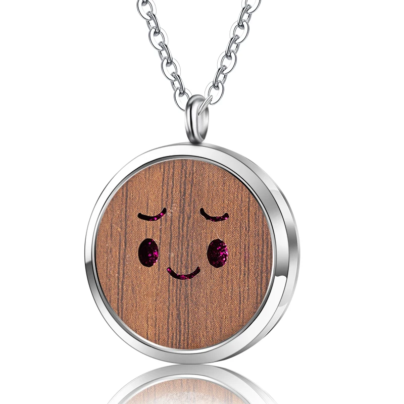 

Wood alloy pendant 2020 new couple aromatherapy box necklace magnetic perfume oil diffuser birthday gift can be customized
