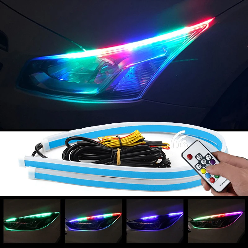 2 шт. Универсальный Водонепроницаемый Гибкая RGB дневные ходовые огни светильник