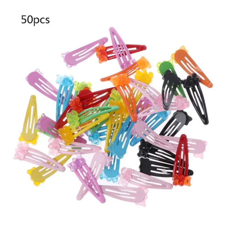 50 шт. ручной работы макароны Gummy Bear Bobby Pin Дети Смешанные милые Джуди мультфильм медведь мягкие красивые заколки детские ювелирные изделия