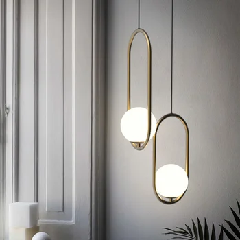 

Nordic Glass Ball Pendant Lights Lighting Industriel Hanging Lamp Lustre luxury glod art Kitchen hotel hoop decor Pendant Lamp