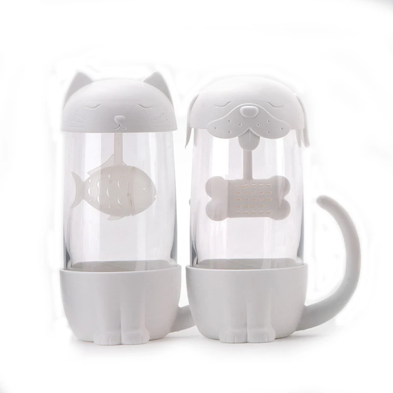 Creative 300ml Tea Strainer Cat Dog Tea Infuser Cup Grasses mug Teapot Teabags for Tea& Coffee Filter Drinkware Kitchen Tools