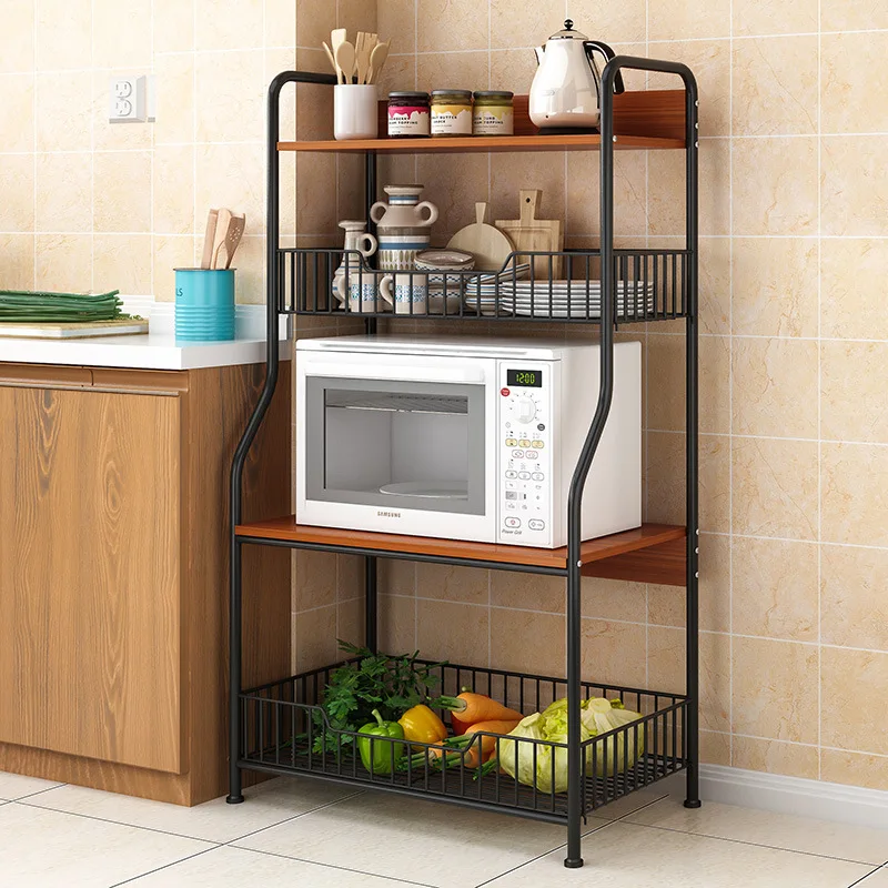 

Kitchen Floor Multilayer Storage Rack Microwave Oven Shelf Steel Frame Storage Rack Dish Rack Simplicity Storage Rack Oven Rack