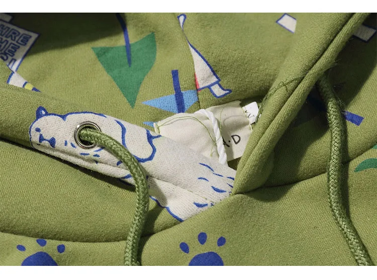 Aolamegs толстовки для мужчин мультфильм печати пуловер Повседневная Толстовка с капюшоном Harajuku удобный топ High Street пара уличная осень