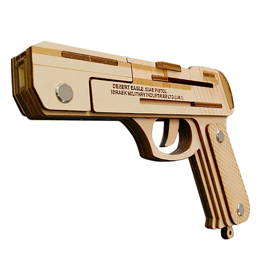 Desert Eagle Rubber Band Gun Wooden Puzzle DIY 3D Model Handgun Construction Set With Color Boxed Children Toys