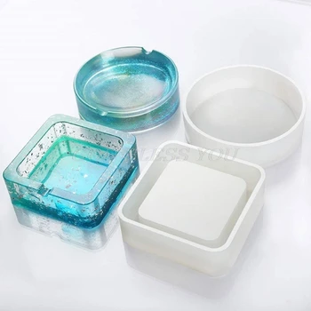 

2 Pcs Resin Crystal Epoxy DIY Pot Mold Ashtray Coaster Casting Silicone Mould Crafts Jewelry Making Tools Drop Shipping