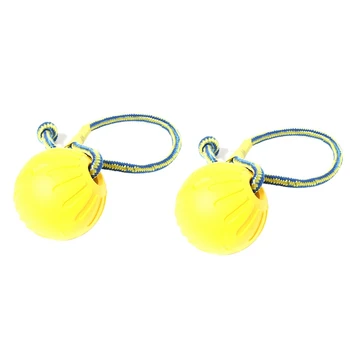 

2Pcs Pet Dog Training Toy Ball Indestructible Solid Rubber Balls Chew Play Fetch Bite Toy with Carrier Rope